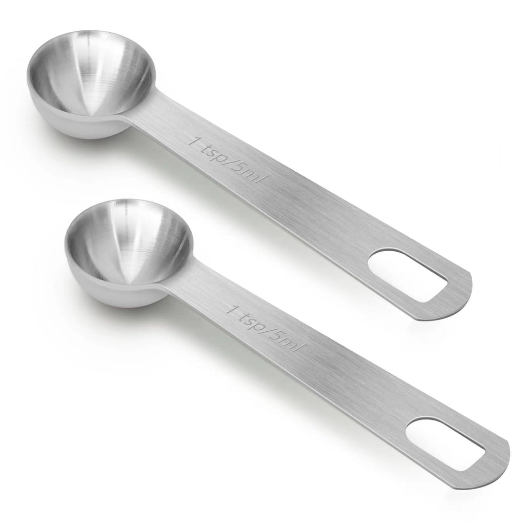 2 PCS 1 Teaspoon(5 mL | 5 cc | 1 Tsp | 1/3 Tablespoon) Stainless Steel Single Measuring Spoon Easy to Use and Easy to Wash Metal Measuring Spoons Kitchen Gadgets for Cooking & Baking