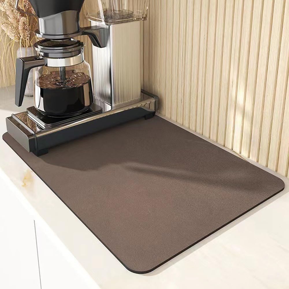Magic Dish Drying Mat Magic Mat Kitchen Modernized Magic Mat Kitchen Dish Drying Mat Easy to Clean Dish Rack Pad Hide Stain Anti Absorbent for Kitchen Counter Kitchen Gadgets(Brown19.7*23.6in)