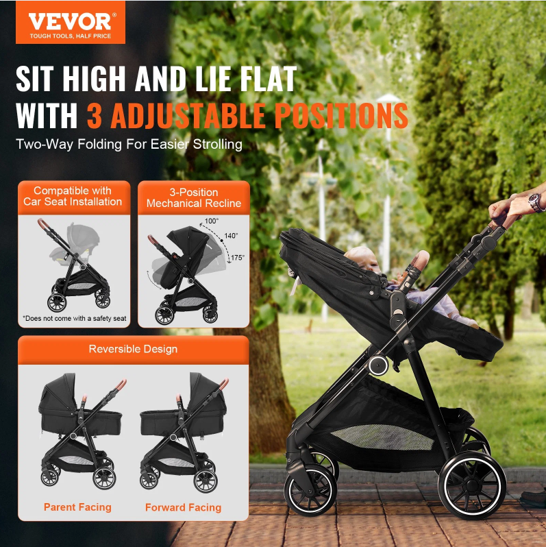 Deluxe Adjustable Baby Stroller