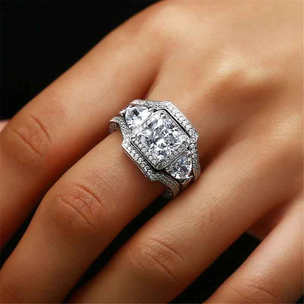 Square Ring, Moonstone Wedding Ring