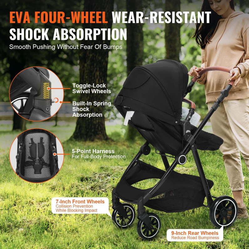 Deluxe Adjustable Baby Stroller