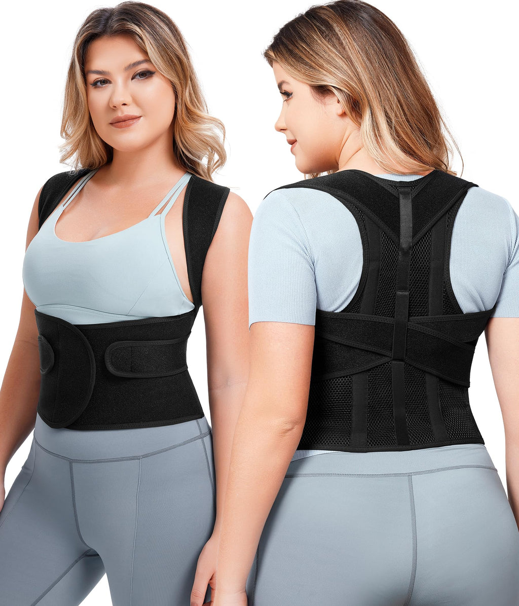 URSEXYLY Back Brace Posture Corrector for Women Adjustable Shoulder Straightener Full Back Support Upper and Lower Back Pain ReliefSpine Back Straightener Posture Corrector (Black Small)