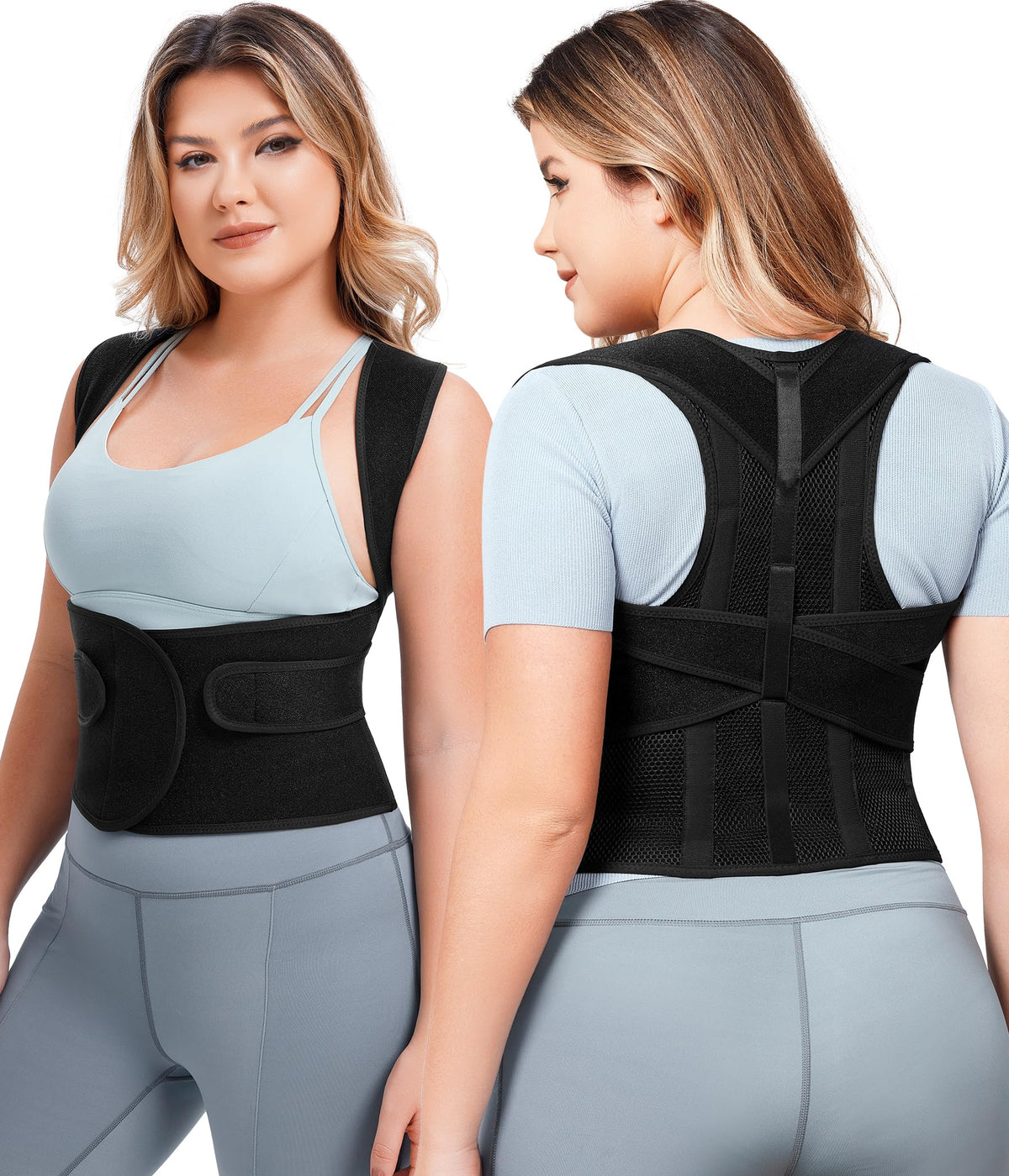 URSEXYLY Back Brace Posture Corrector for Women Adjustable Shoulder Straightener Full Back Support Upper and Lower Back Pain ReliefSpine Back Straightener Posture Corrector (Black Small)