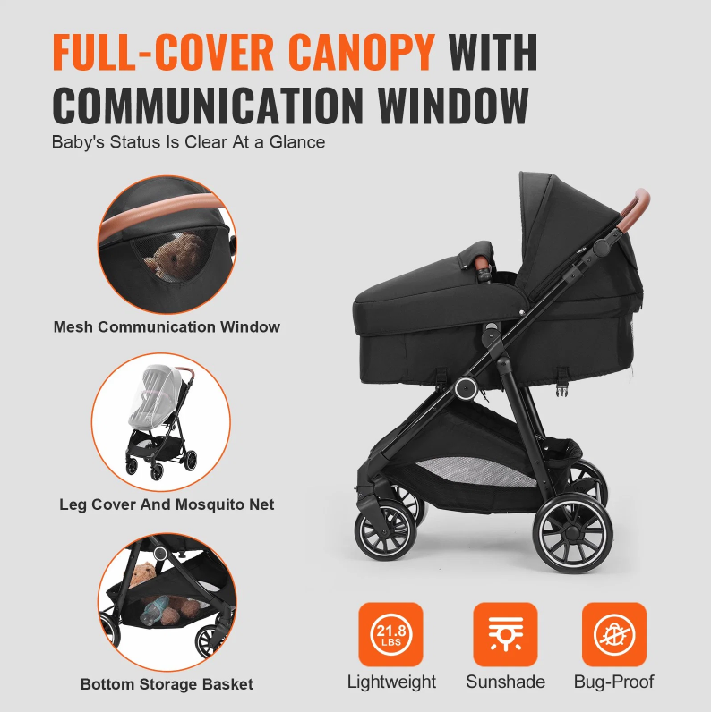 Deluxe Adjustable Baby Stroller