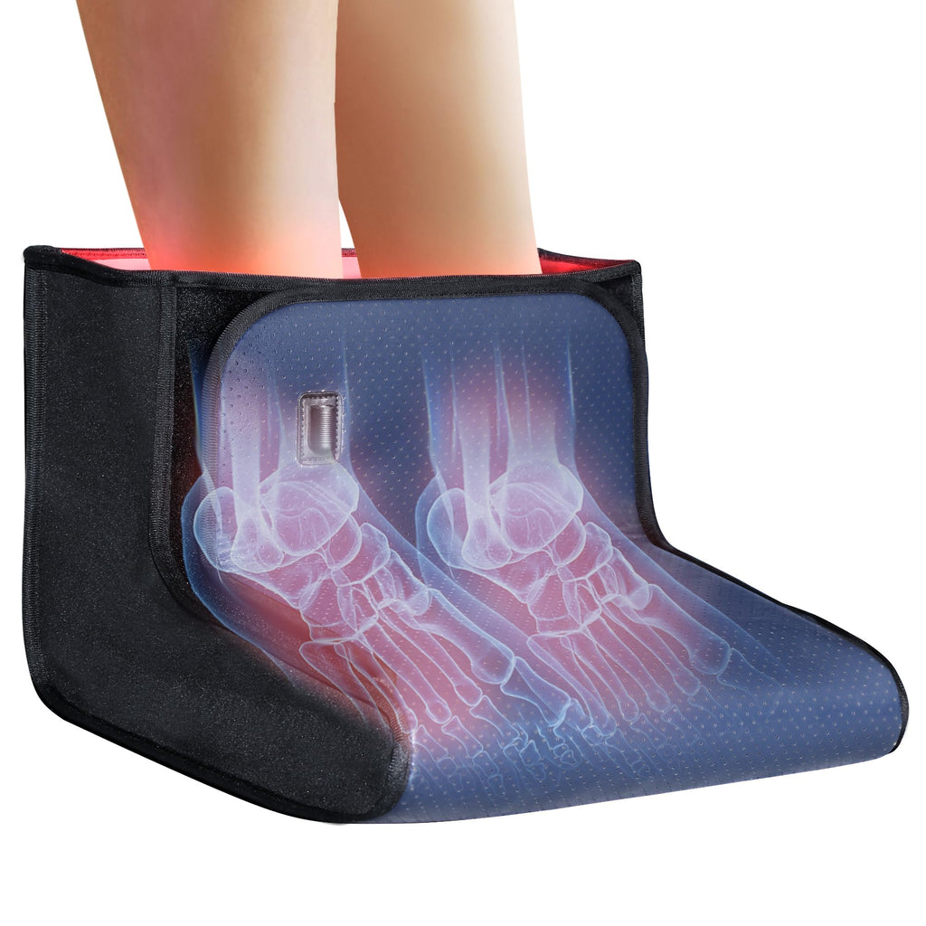 Full Coverage Red Light Therapy for Feet Premium Leather Easy-Clean Velcro Window TPU Film Relieves Foot Pain 11.80" x 11.80" x 9.80 "