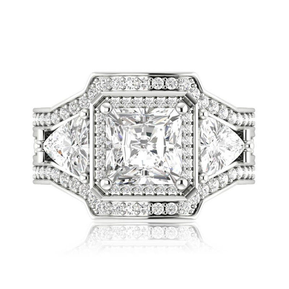Square Ring, Moonstone Wedding Ring