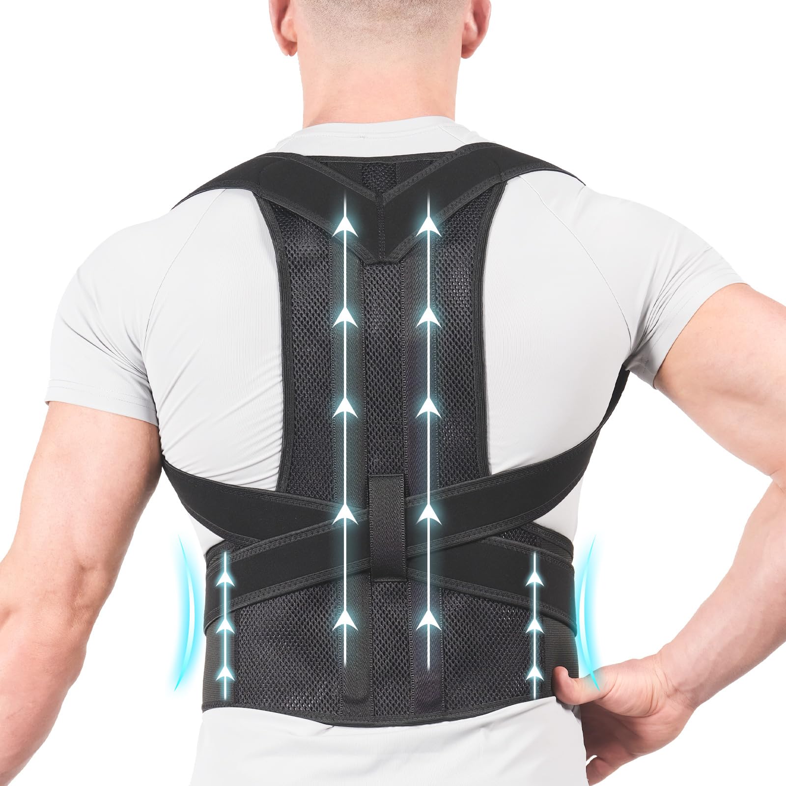 AOFIT Posture Corrector for Women and MenAdjustable Back Braces Support Straightener Lumbar Support for Posture Back Pain Full Back Support Size XXL